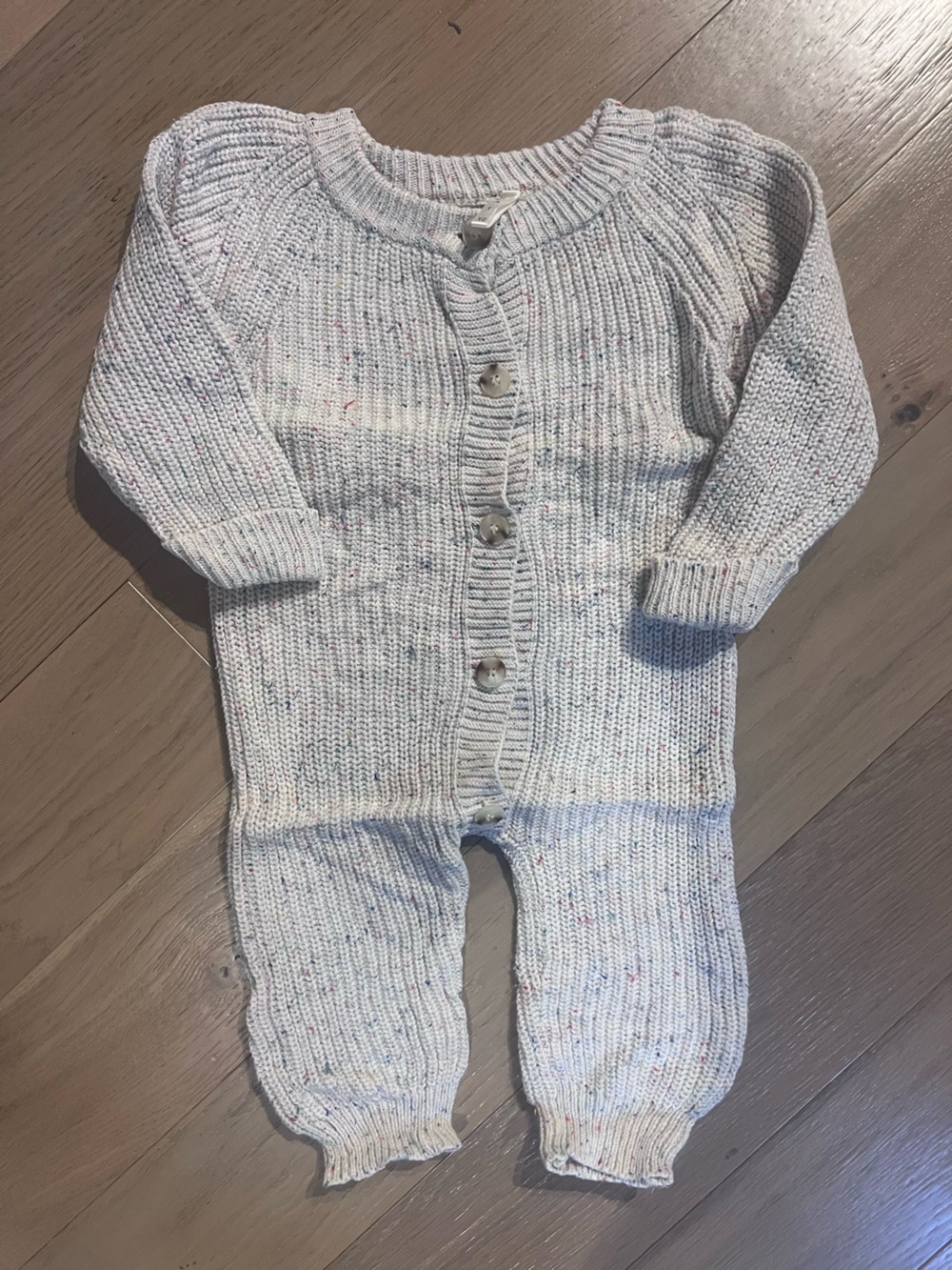 OAT Speckled Knit Onesie — Cream with Multicolor Flecks